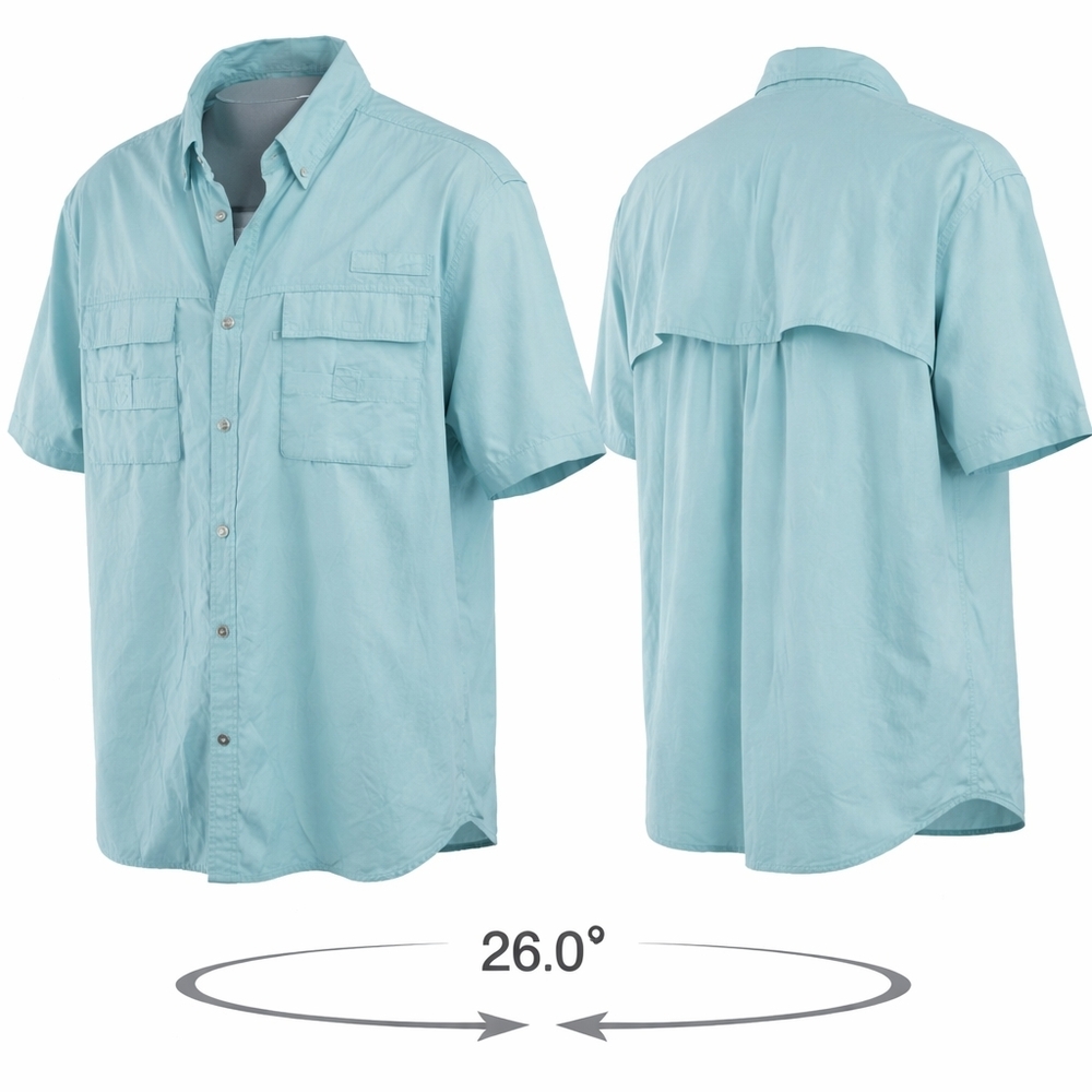 Lyndon‎ & Co Fishing Shirt Light Blue Short Sleeve Button-Up 4xl Poly Blend Cool